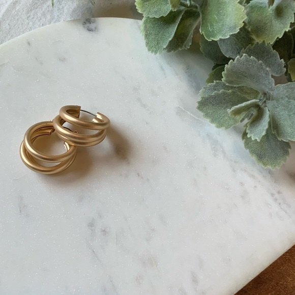 The Charlie - Gold Brushed Triple Hoops - Picture 3 of 6